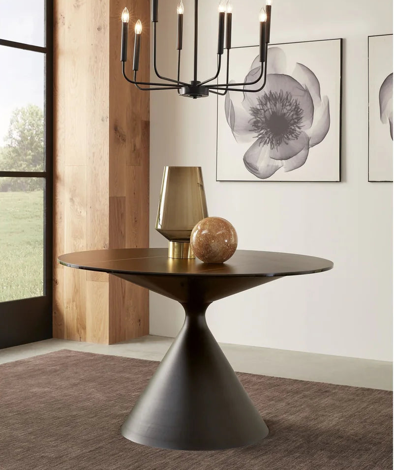 Modus Winston Stone Top Metal Base Round Dining Table in Black 2 FFE-1469