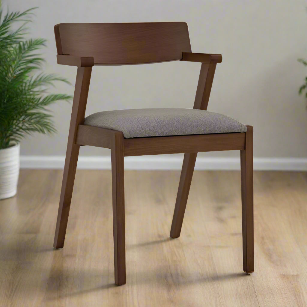 Set of 4 HOFT Zola Mid Century Oak Dining Chair Walnut/Light Grey FFW258-394