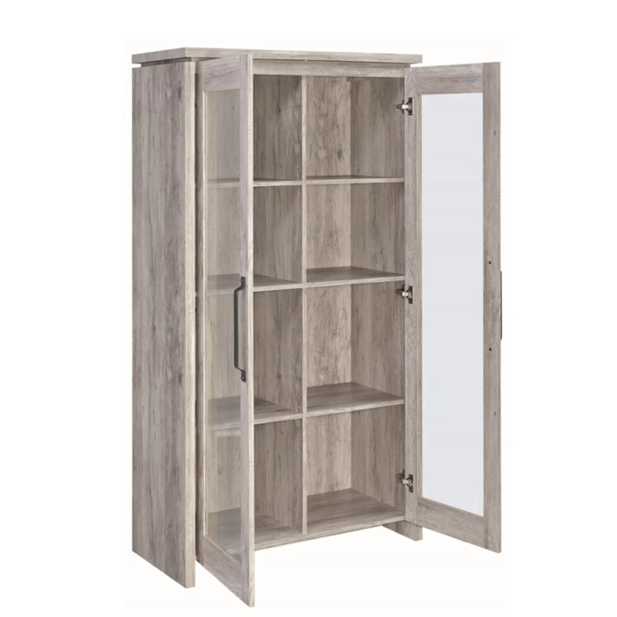 Alejo 2-door Tall Curio Bookcase Cabinet Grey Driftwood FFE258-79