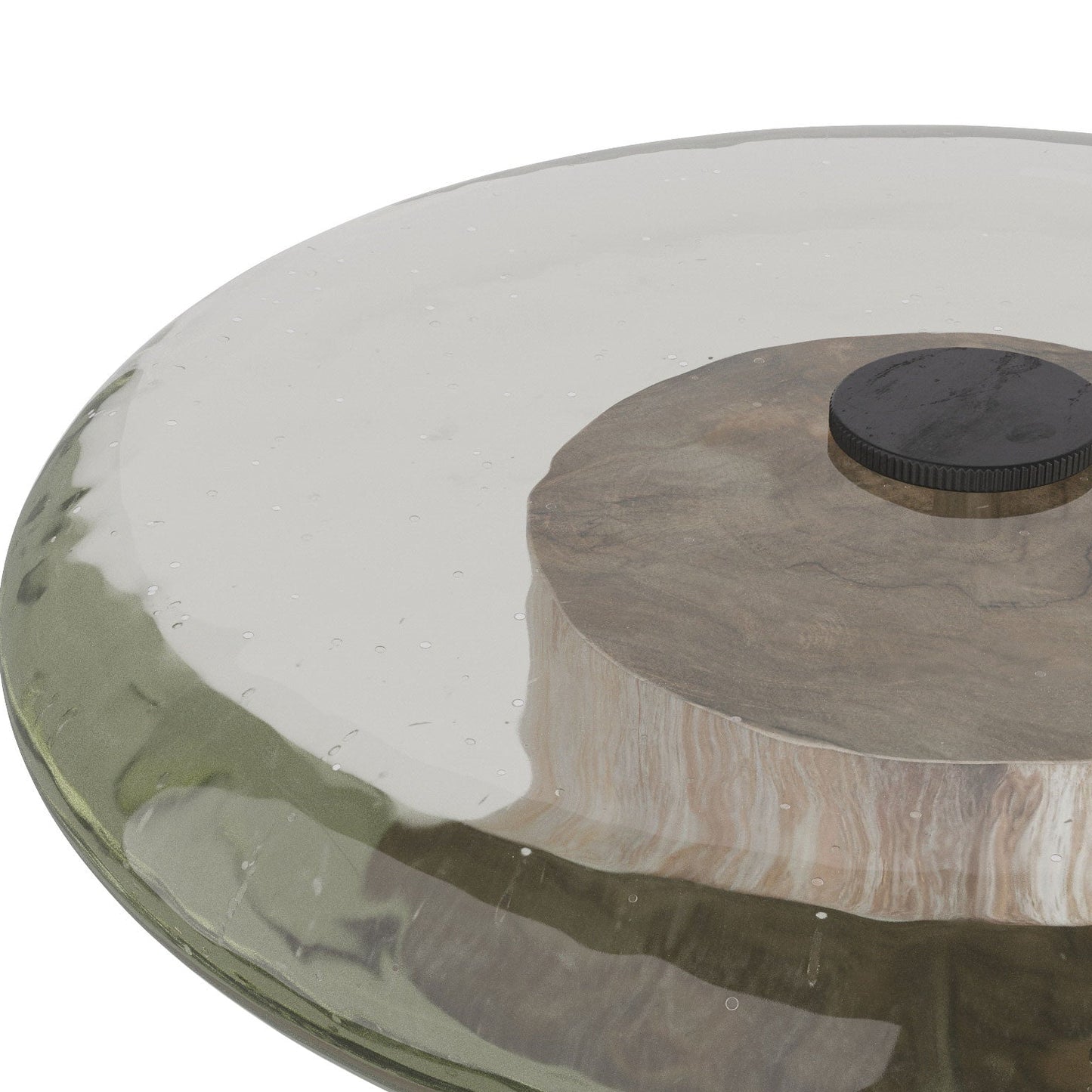 AH Glass Top Wood Column Base Buckley Accent Table FFW-1337