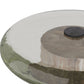 AH Glass Top Wood Column Base Buckley Accent Table FFW-1337