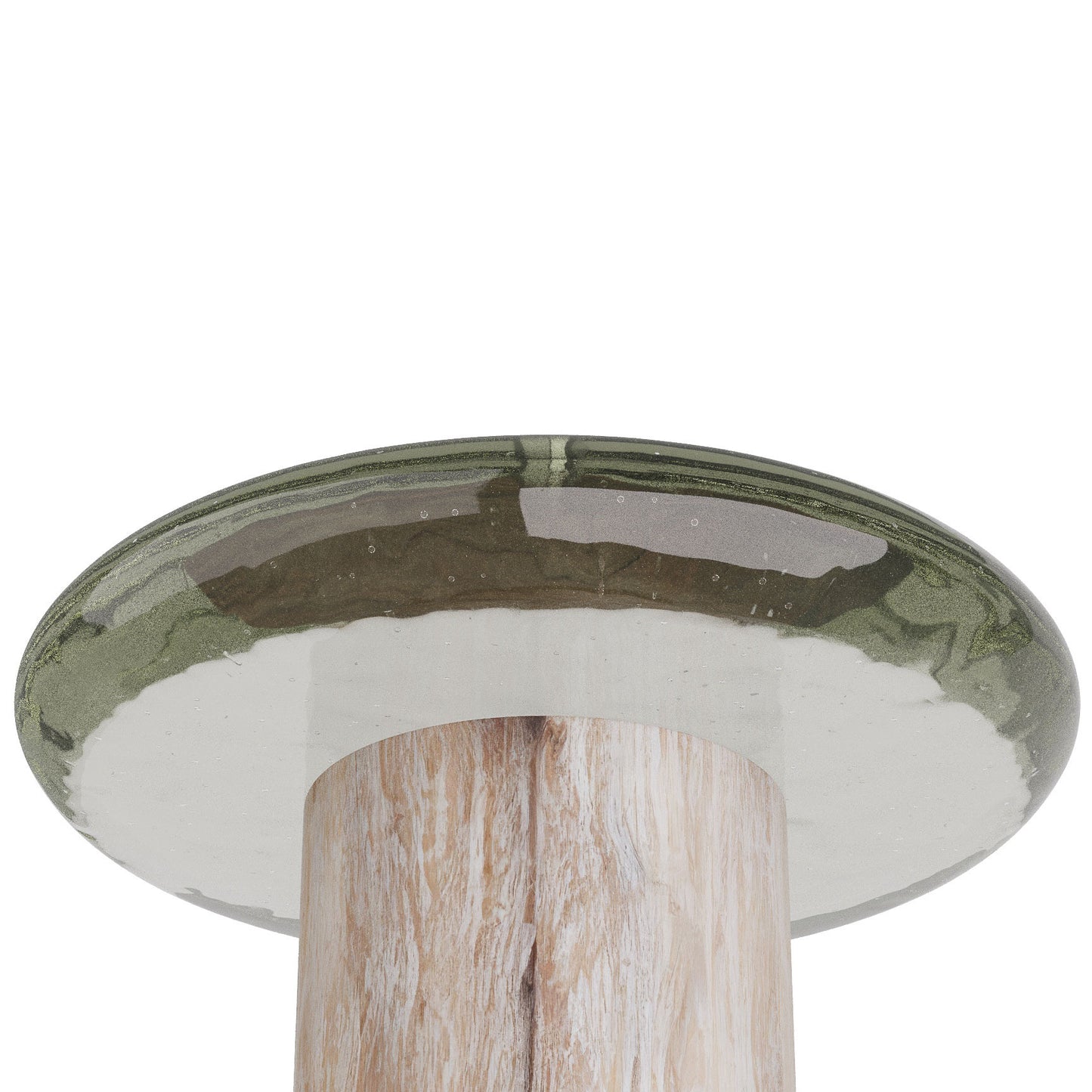 AH Glass Top Wood Column Base Buckley Accent Table FFW-1337