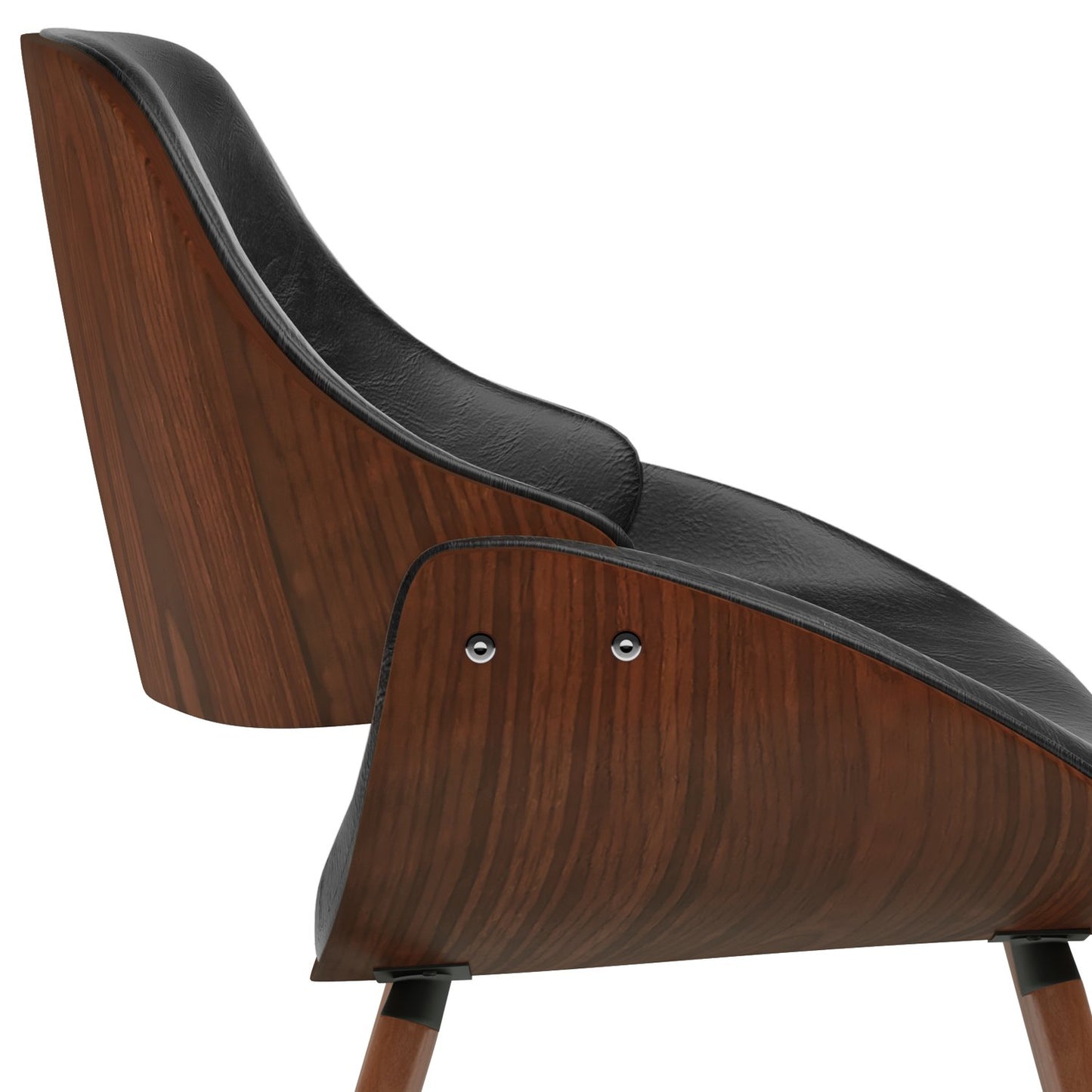 Malden Bentwood Dining Chair with Wood Back in Black Vegan Faux Leather FFW-890