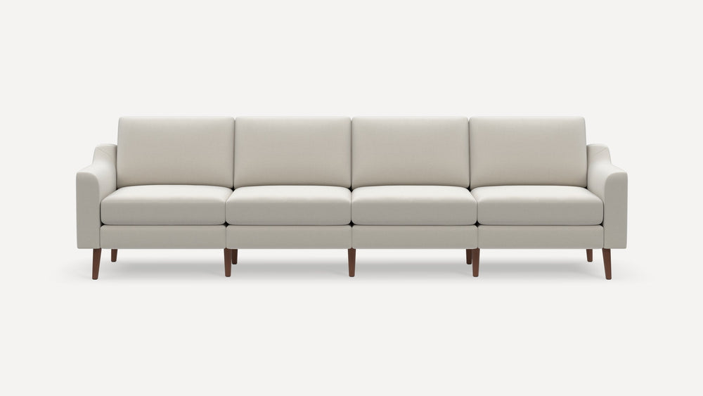 Burrow Nomad King Sofa Leather Couch & Ottoman Cloud Fabric Slope Arm FFE-1585