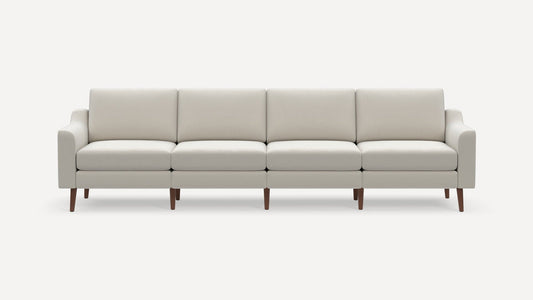 Burrow Nomad King Sofa Leather Couch & Ottoman Cloud Fabric Slope Arm FFE-1585