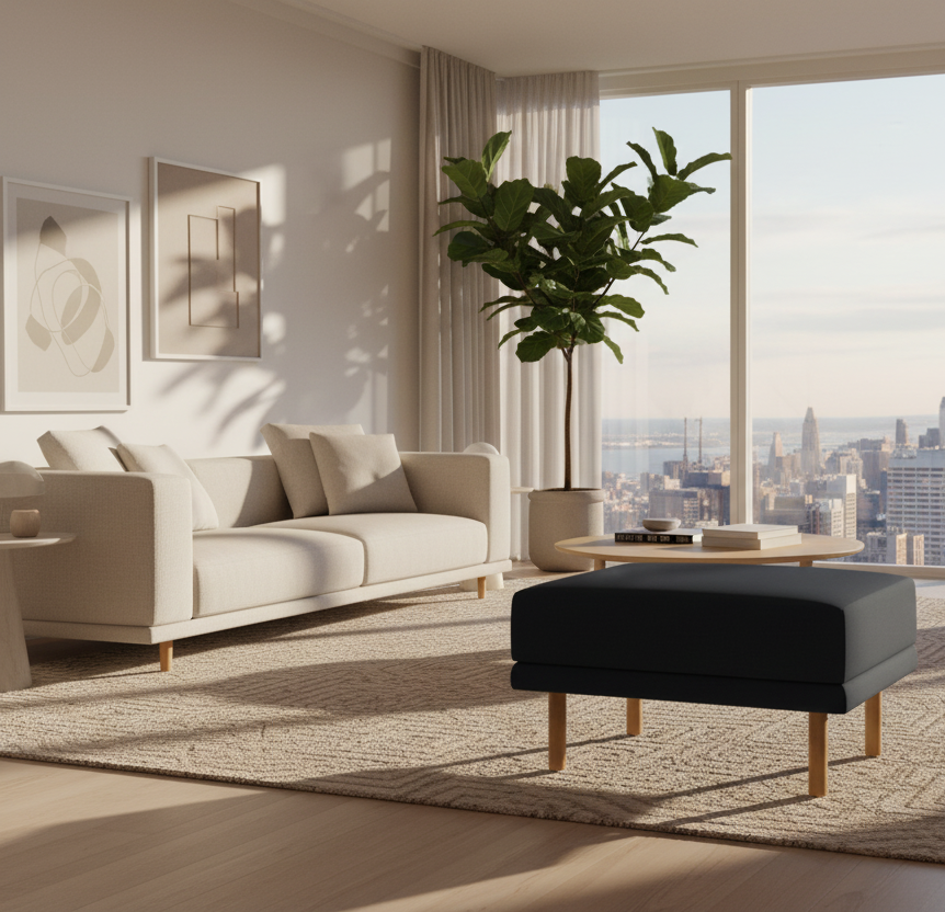 Burrow Navy Blue Range Ottoman FFE-1306