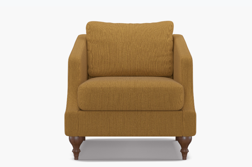 Havenly Slope Arm Chair | Walnut | French Yellow Everyday Linen FFE-1545
