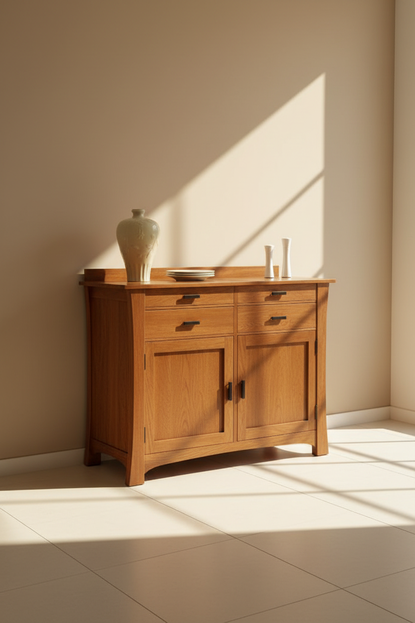Bison Commerce Cattail Hickory Wood Bungalow Sideboard Warm Amber Finish FFW-1405