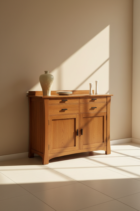 Bison Commerce Cattail Hickory Wood Bungalow Sideboard Warm Amber Finish FFW-1405