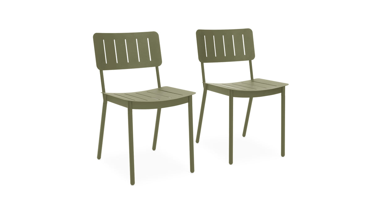 Burrow Relay Rosemary Power Coated Steel Outdoor Dining Chairs (Set of 2) FFE-1549