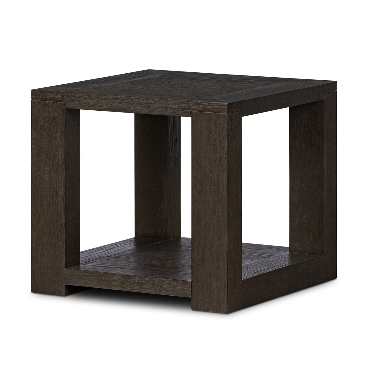 Pair (2) Four Hands Dark Anthracite Oak Veneer Thomas End Table Nightstands FFE-1394