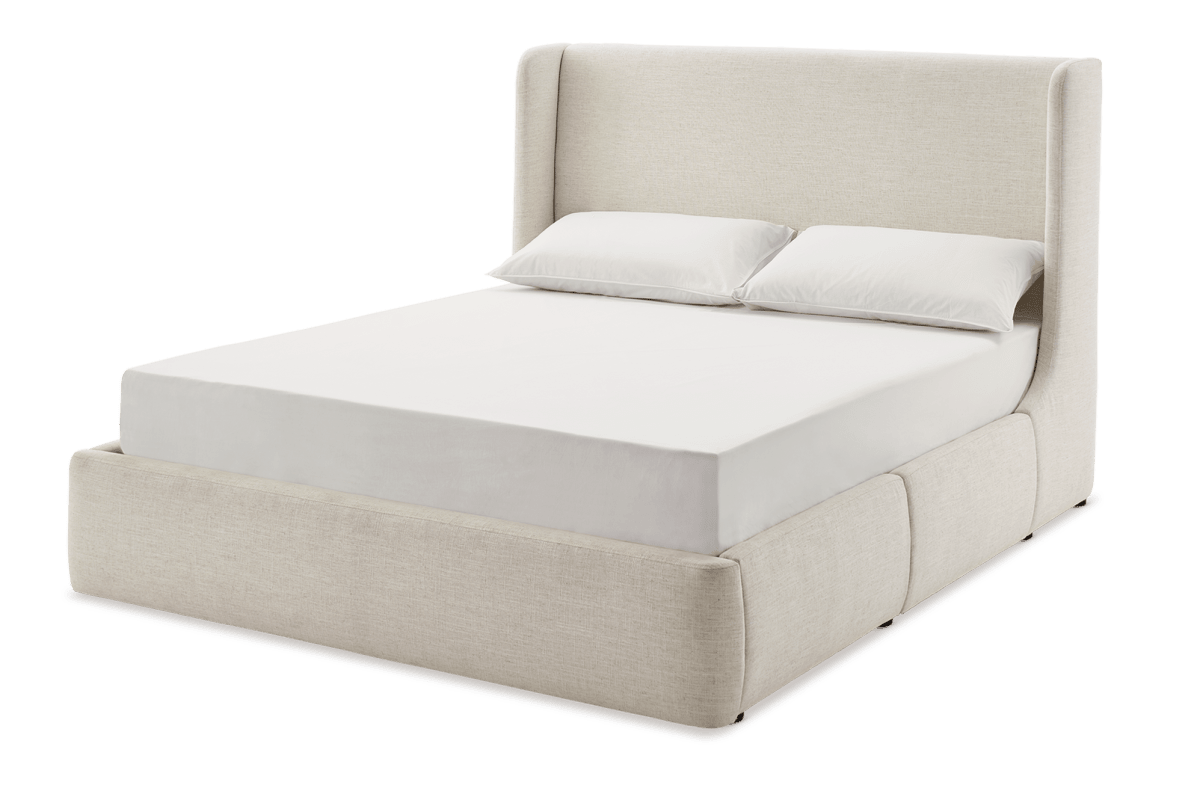 Castlery Beige Upholstered Dalton Storage King Bed Beach Linen FFE258-23