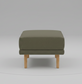 Burrow Moss Green Performance Flatweave Walnut Wood Range Ottoman FFW-1448