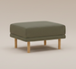 Burrow Moss Green Performance Flatweave Walnut Wood Range Ottoman FFW-1448