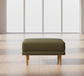 Burrow Moss Green Performance Flatweave Walnut Wood Range Ottoman FFW-1448