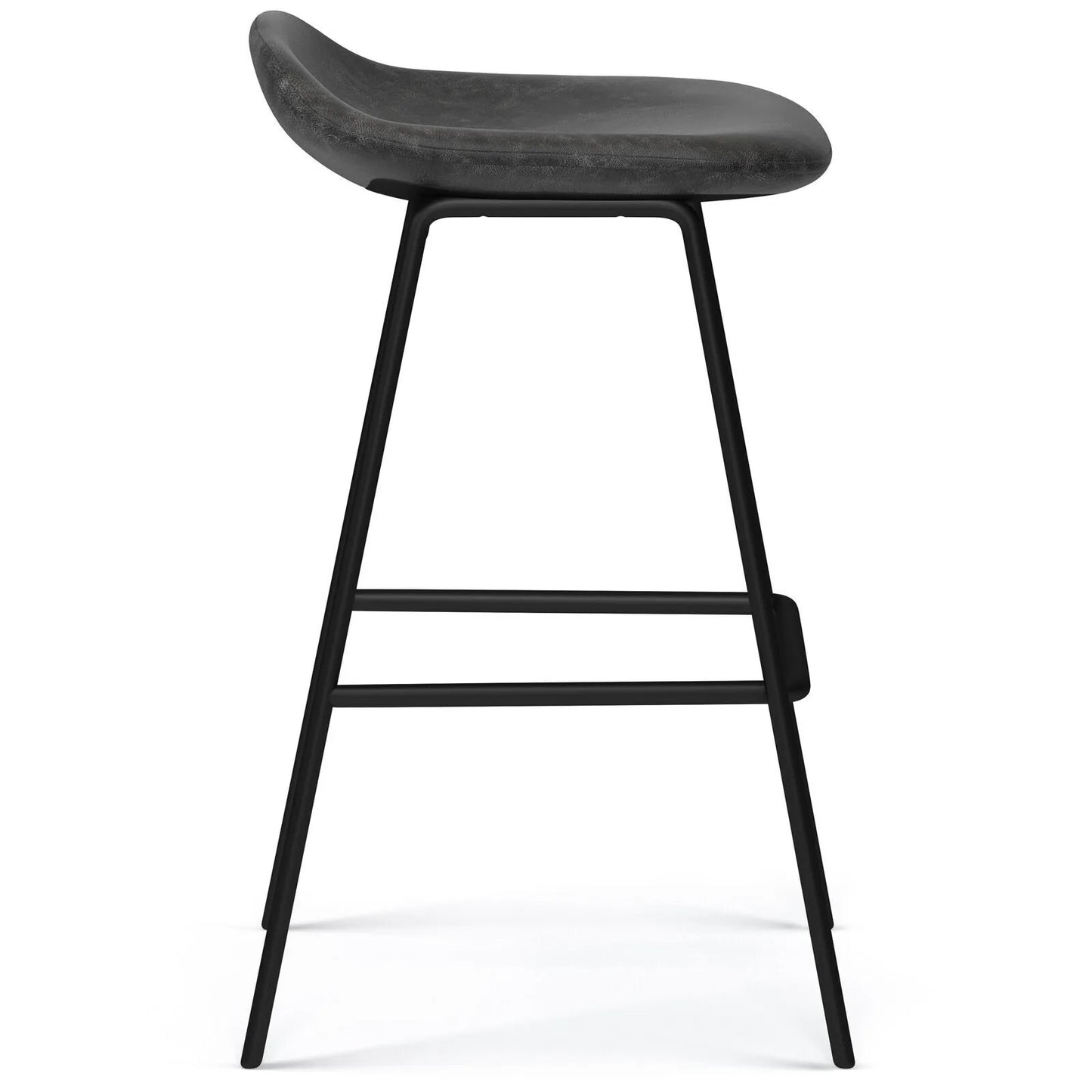Dafney 29" Bar Stool (Set of 2) Distressed Charcoal Grey Vegan Leather FFW-891