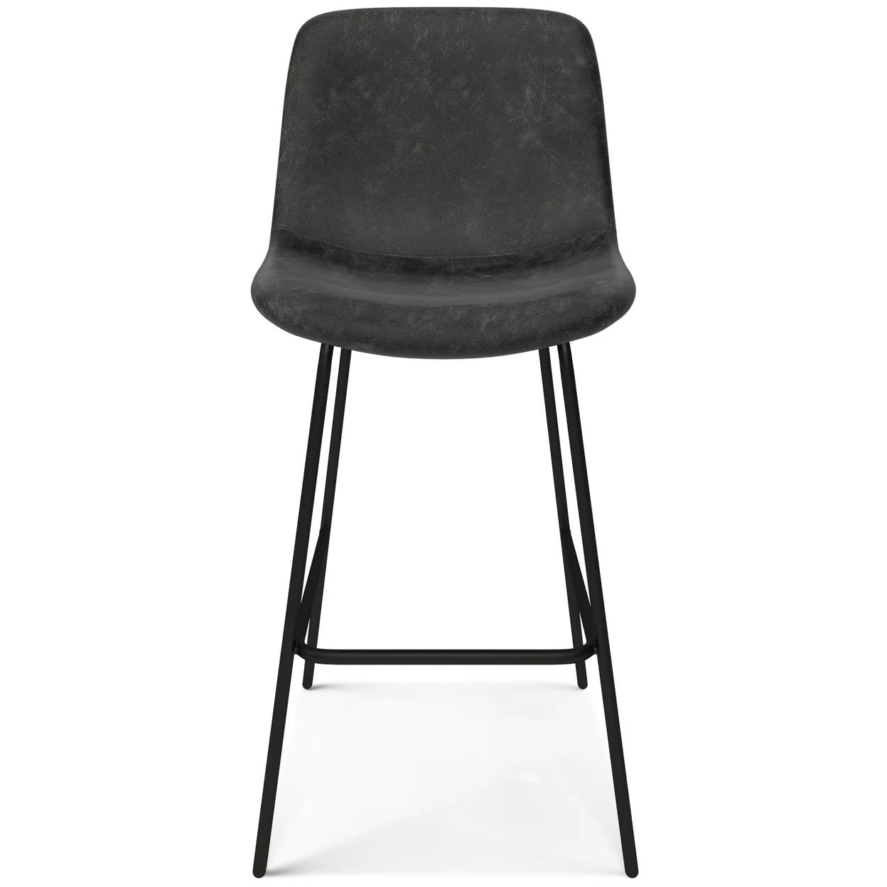 Jolie 28" Bar Stools (2) in Distressed Charcoal Grey Vegan Faux Leather FFW-901