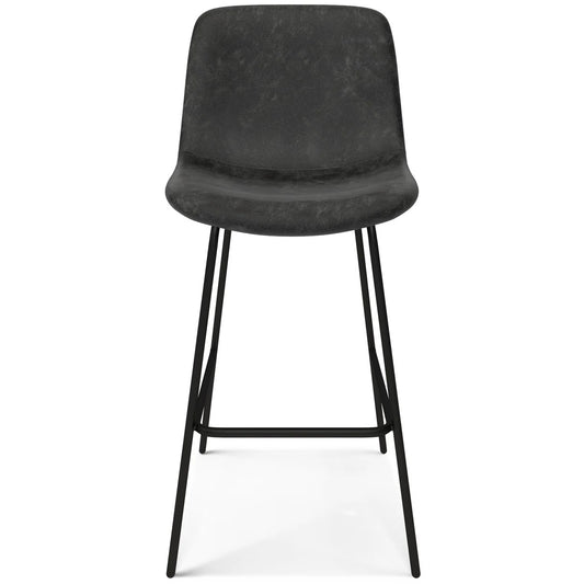 Jolie 28" Bar Stools (2) in Distressed Charcoal Grey Vegan Faux Leather FFW-901