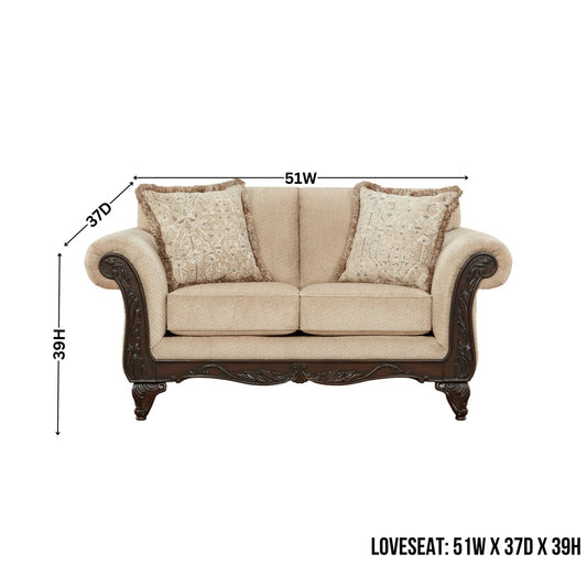 Astoria Grand Halima Carved Wood Frame Loveseat FFE-1190