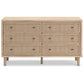 Ebern Design 6 Drawer Oak Grain Beige Cane Marmion Dresser FFE-1168