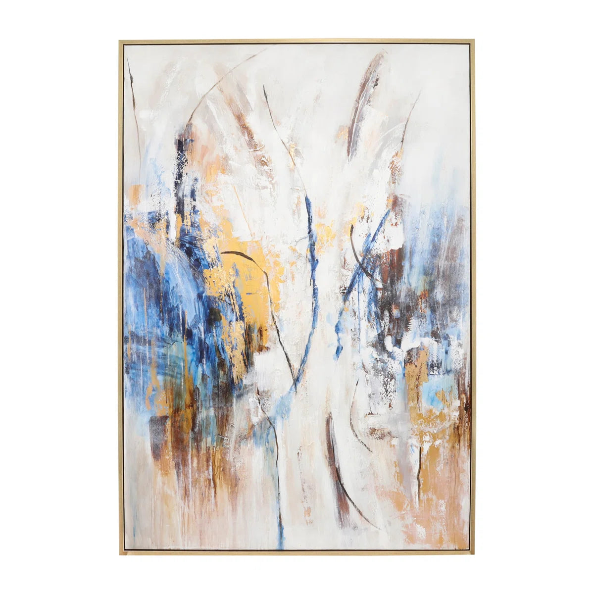 Cosentino 74" Hand-Painted Abstract Canvas Wall Art - Polyester Canvas with Pine Wood Frame FFE-1215