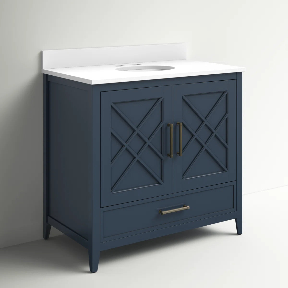 Brecken 36'' Single Franklin Blue Bathroom Vanity w Stone Top FFE-1223