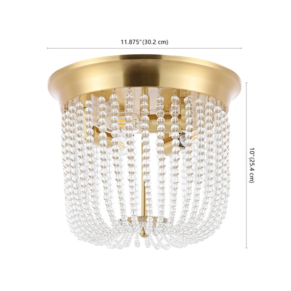 Safavieh Sarella 3 Light Flush Mount Ceiling Tapered Crystal Strands Gold Base FFE-1072
