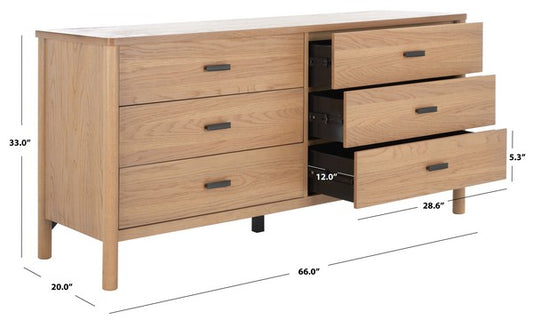 Savafieh Couture Jaylessa 6 Drawer Wood Dresser - Natural FFE258-252