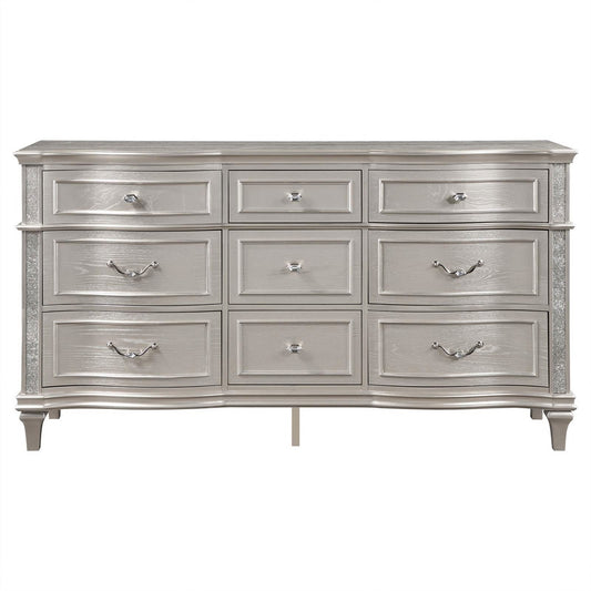 Evangeline 9-drawer Dresser Scalloped Front Silver Oak FFE258-60