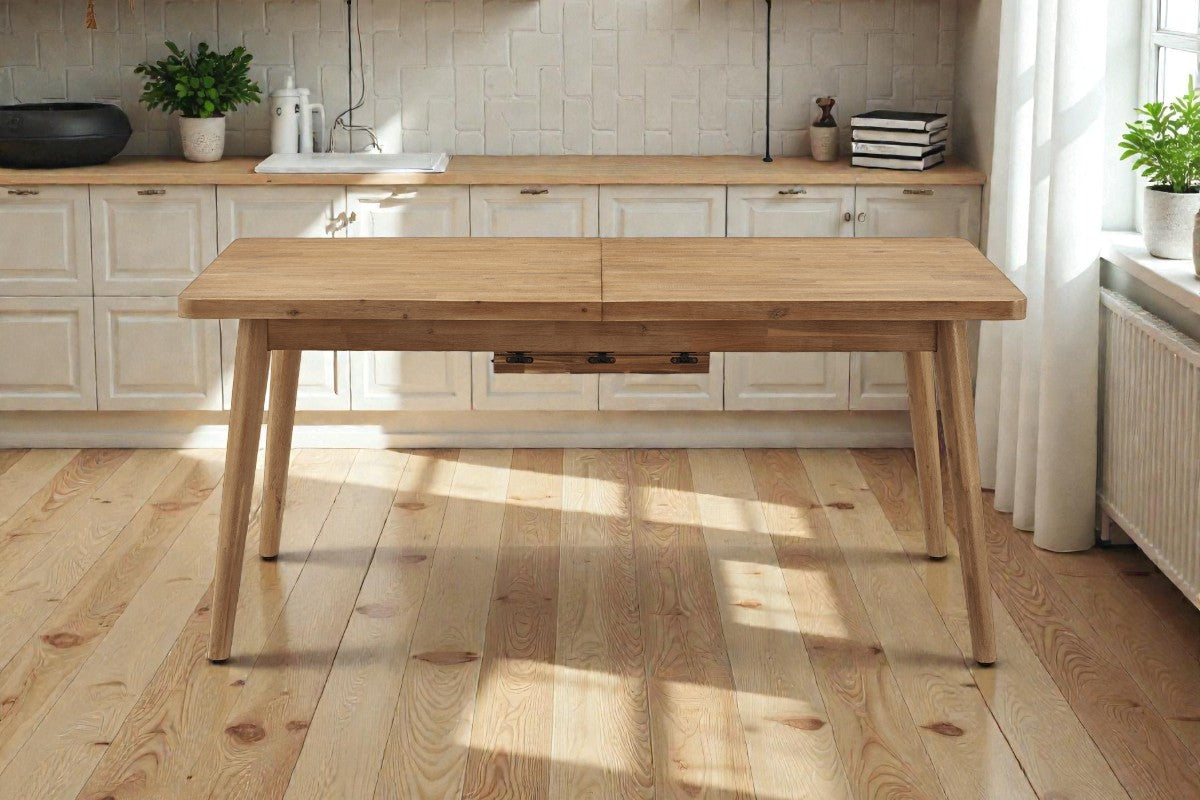 Castlery Seb Mid Century Solid Acacia Wood Extendable Dining Table 75"-94" FFE-1077