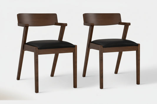 Hoft Home Set of 2 Zola Dining Chairs - Black & Walnut (2 pair avail) FFE-1374