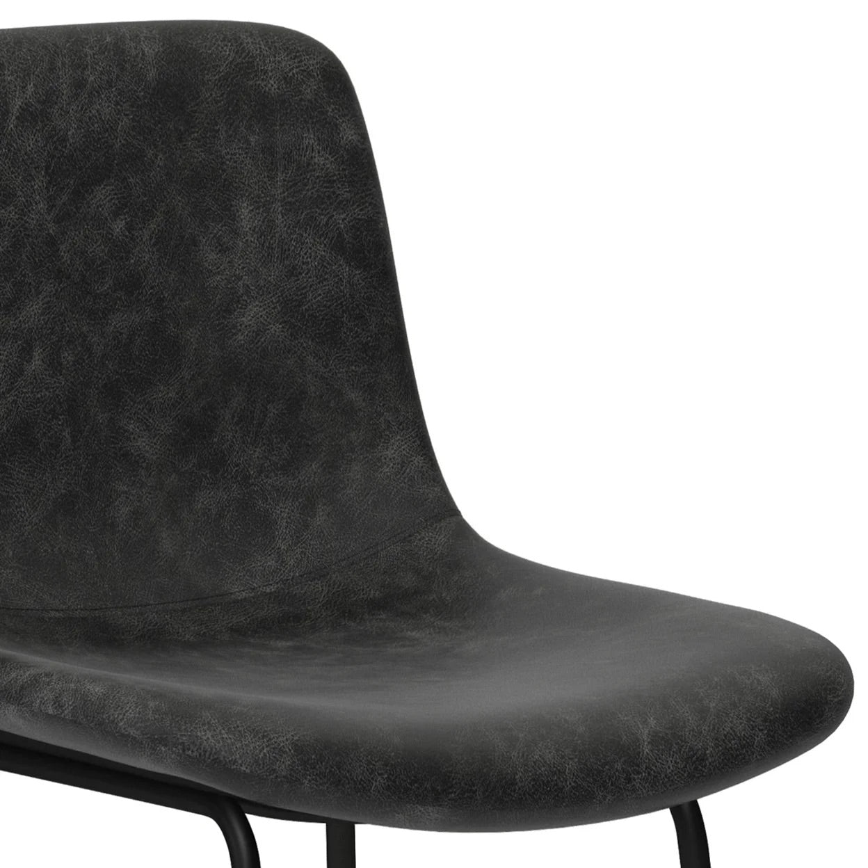 Jolie 28" Bar Stools (2) in Distressed Charcoal Grey Vegan Faux Leather FFW-901