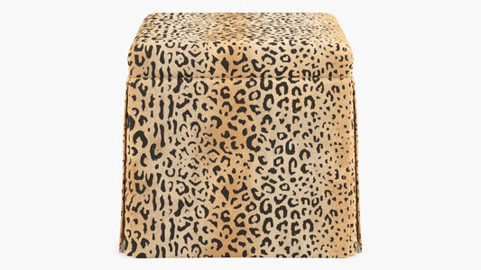 Skirted Leopard Print Upholstered Storage Ottoman (2 available) FFE-1325