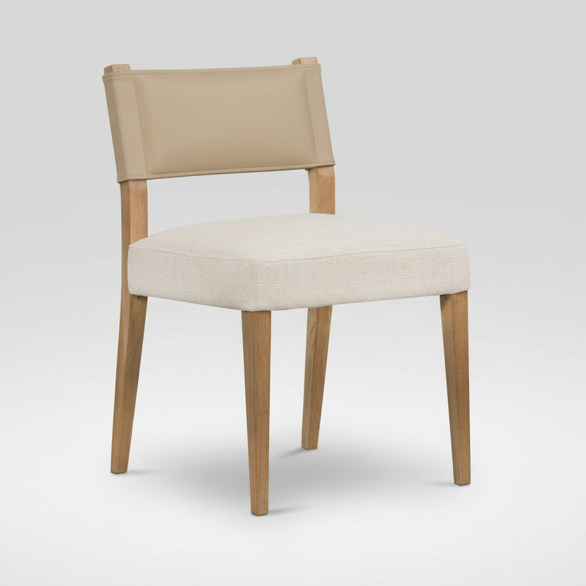 Four Hands Ferris Beige Fabric Seat w/ Leather Back Dining Chair FFW-1141