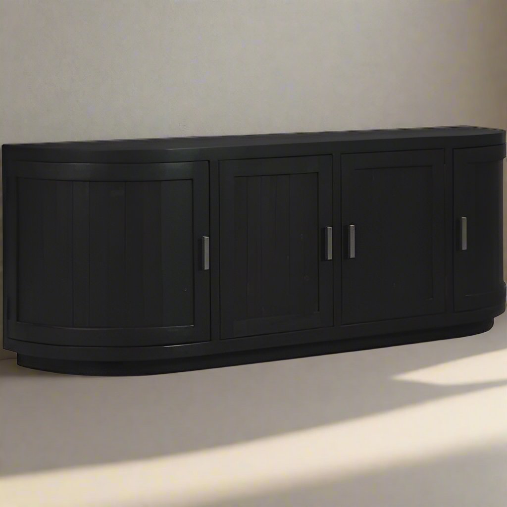 Moe's Home Nicola 71" Black Contemporary Curved Doors Media Cabinet FFE258-229