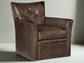 Hooker Furniture Brown Leather Conner Checkmate Trade Swivel Club Chair (2 Avail) FFE258-397