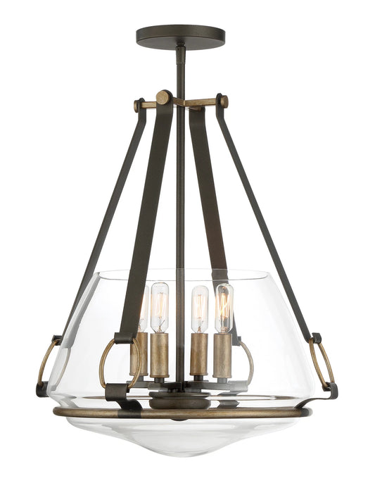 Minka Lavery Eden Valley 5 Light 22" Wide Pendant with Clear Glass Smoked Iron / Aged Gold Lifestyle Damp Location Pendant with Canopy Semi-flush Minka Lavery Eden Valley 5 Light Pendant Chandelier Light Fixture FFE-1406