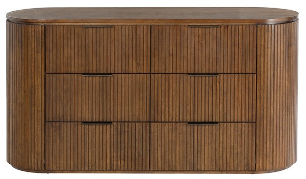 Safavieh Rikki Fluted Medium Oak 6 Drawer Dresser Chest FFE-1559