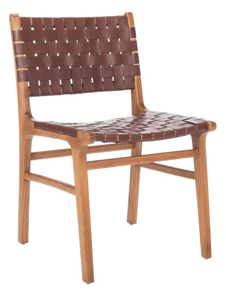 Pair (2) Safavieh Taika Scandinavian Style Woven Leather Dining Chairs (2 Avail) FFE258-417