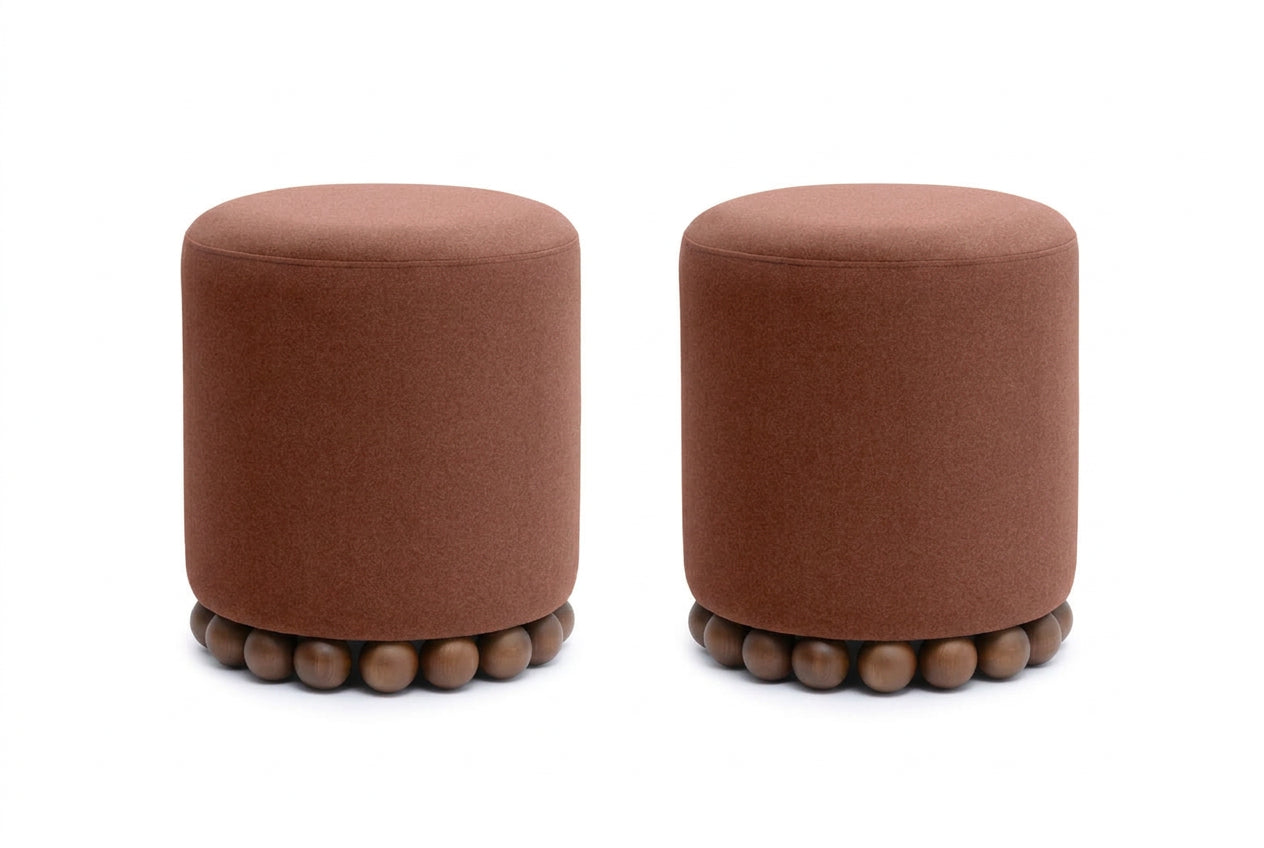 Pair (2) TOV Furniture Dex Performance Vegan Mohair Ottoman - Bronze FFE-1599