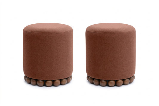Pair (2) TOV Furniture Dex Performance Vegan Mohair Ottoman - Bronze FFE-1599