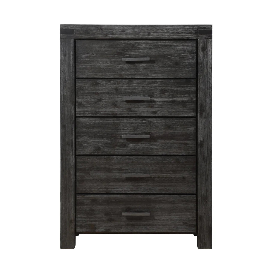 Modus Meadow Five Drawer Solid Wood Dresser Chest in Graphite FFE-1509