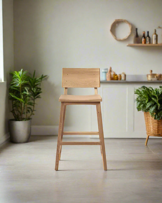 Pair of Ethnicraft Norm Solid Oak Wood Counter Stools FFW258-378