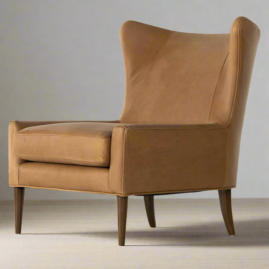 Four Hands Paola Mid Century Palermo Cognac Leather Wing Lounge Chair (2 Avail) MB1-20