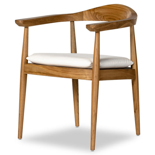 Four Hands Darryl Mid Century White/Natural Teak Outdoor Dining Wishbone Chair (6 Avail) MB1-61