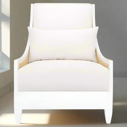 Bungalow 5 Villa & House Raleigh Coastal Eggshell White Mahogany Cane Club Chair MB1-1