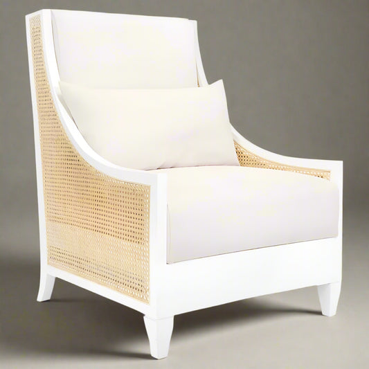 Bungalow 5 Villa & House Raleigh Coastal Eggshell White Mahogany Cane Club Chair MB1-1
