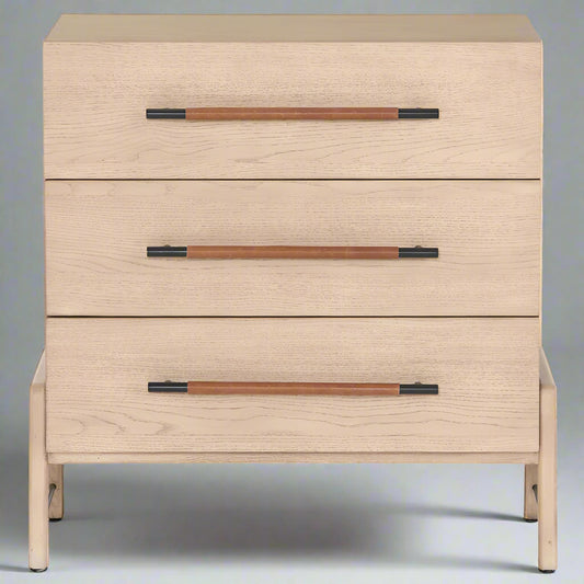 Four Hands Matthew Modern Classic Brown Wood 3 Drawer Dresser Chest MB1-42