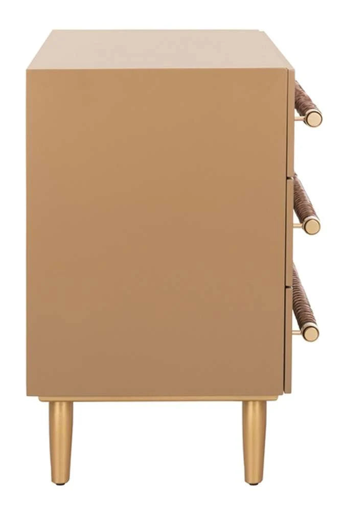 Safavieh Raquel Contemporary 3 Drawer Chest Nightstand - Taupe/Gold FFE-1343