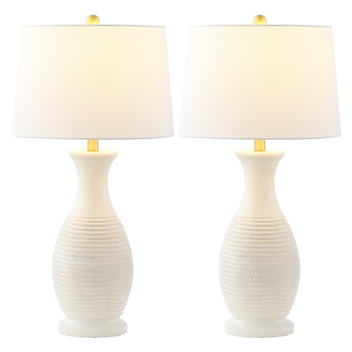 Safavieh Bone White Bentlee Polyresin Table Lamp Set of 2 FFE-1459